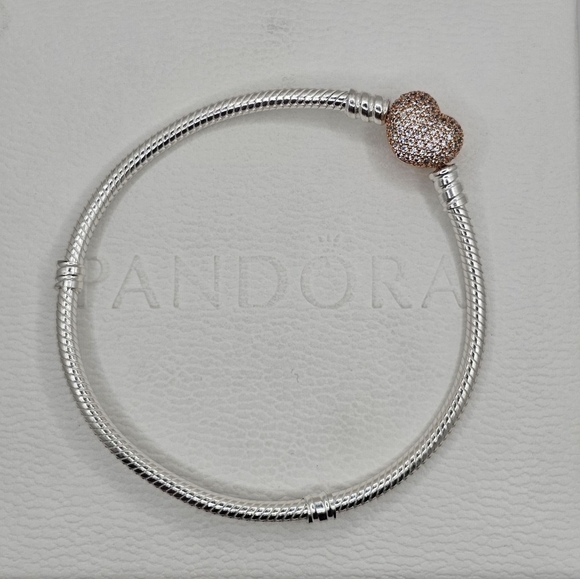 ❤️ 6pc Authentic Pandora TWO TONE LOVE BRACELET GIFT 🎁 SET - Picture 8 of 13